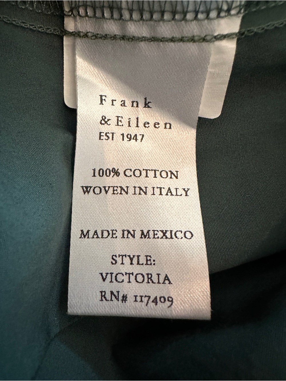 Frank & Eileen Victoria Superluxe Dark Green Button-Up Tuxedo Shirt - Picture 6 of 6